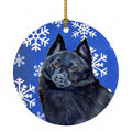 Schipperke Winter Snowflakes Holiday Ceramic Ornament Christmas Tree Hanging Decorations for Home Christmas Holiday, Party, Gift, 3 in, Multicolor