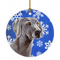 Weimaraner Winter Snowflakes Holiday Ceramic Ornament Christmas Tree Hanging Decorations for Home Christmas Holiday, Party, Gift, 3 in, Multicolor