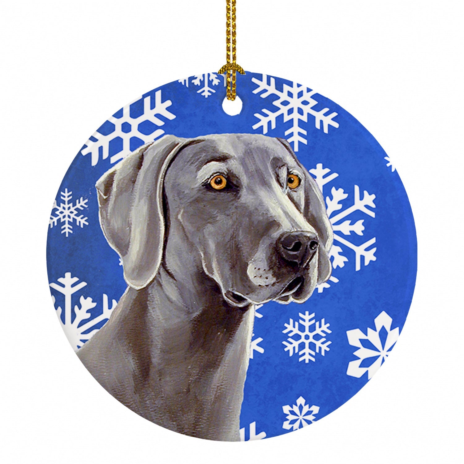 Weimaraner Winter Snowflakes Holiday Ceramic Ornament Christmas Tree Hanging Decorations for Home Christmas Holiday, Party, Gift, 3 in, Multicolor