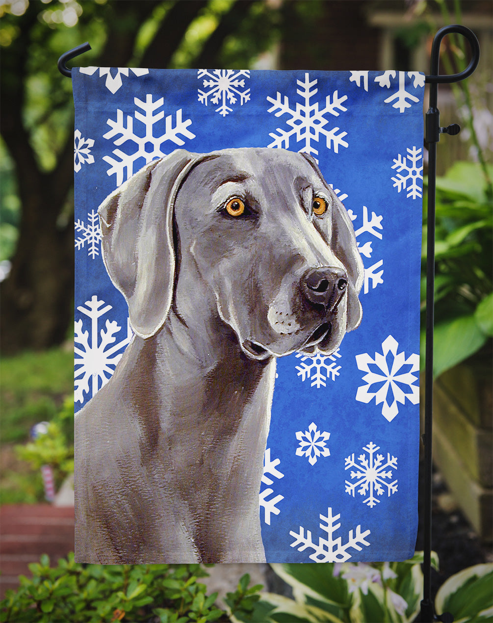 Weimaraner Winter Snowflakes Holiday Garden Flag Mailbox Decorative Yard Banner Outside Patio Artwork for Flower Beds, Garden Size, Multicolor