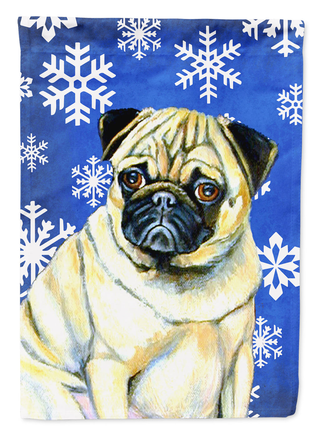 Pug Winter Snowflakes Holiday Garden Flag Mailbox Decorative Yard Banner Outside Patio Artwork for Flower Beds, Garden Size, Multicolor