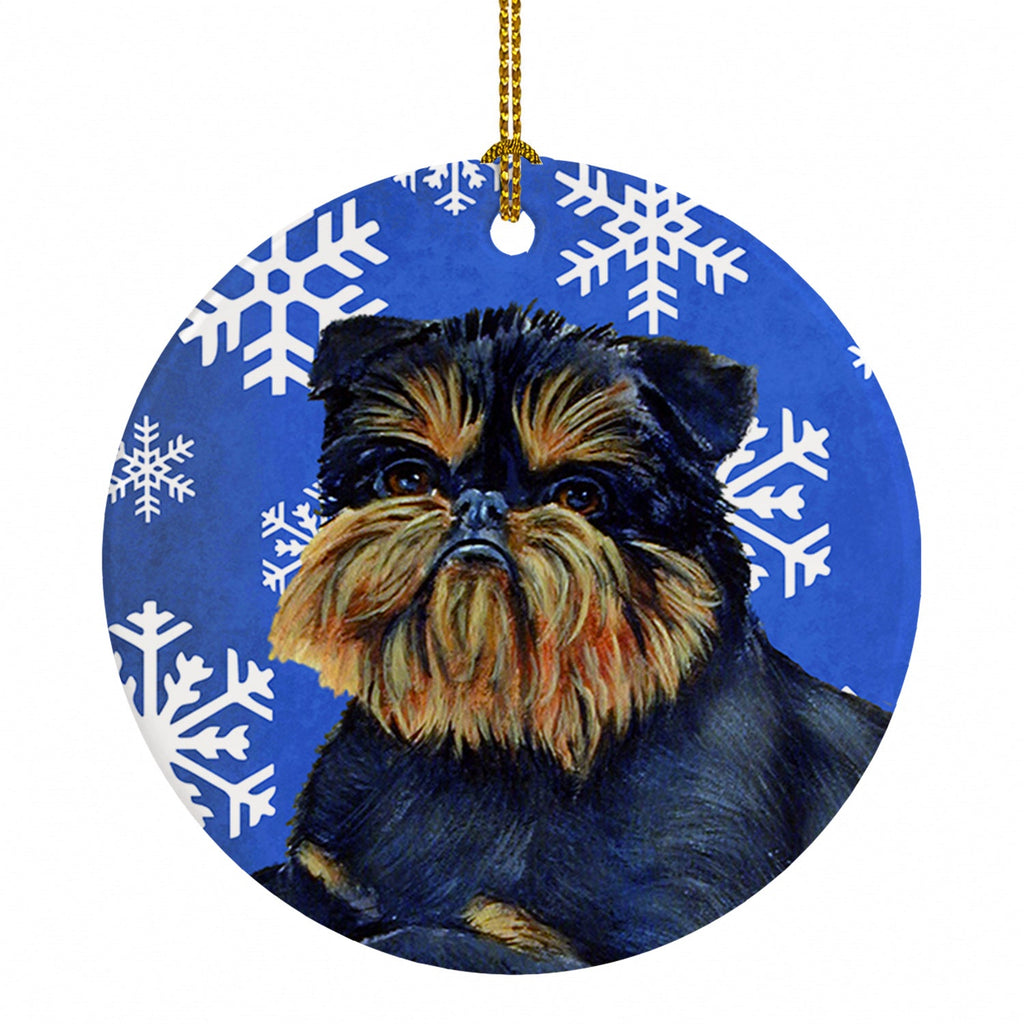 Brussels Griffon Winter Snowflakes Holiday Ceramic Ornament Christmas Tree Hanging Decorations for Home Christmas Holiday, Party, Gift, 3 in, Multicolor