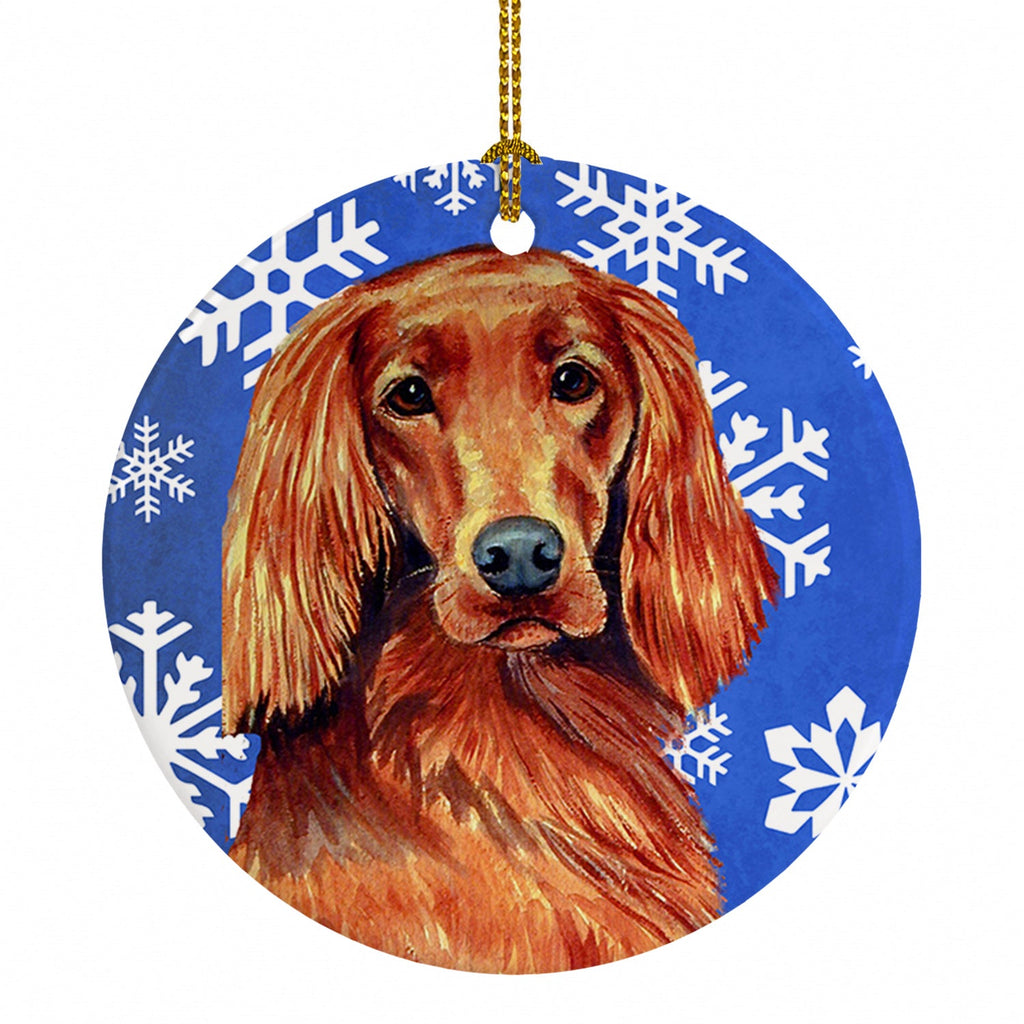 Irish Setter Winter Snowflakes Holiday Ceramic Ornament Christmas Tree Hanging Decorations for Home Christmas Holiday, Party, Gift, 3 in, Multicolor