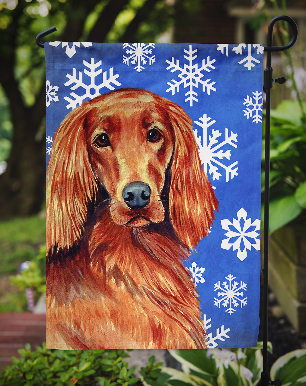 Irish Setter Winter Snowflakes Holiday Garden Flag Mailbox Decorative Yard Banner Outside Patio Artwork for Flower Beds, Garden Size, Multicolor