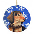 Dachshund Winter Snowflakes Holiday Ceramic Ornament Christmas Tree Hanging Decorations for Home Christmas Holiday, Party, Gift, 3 in, Multicolor