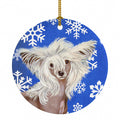 Chinese Crested Winter Snowflakes Holiday Ceramic Ornament Christmas Tree Hanging Decorations for Home Christmas Holiday, Party, Gift, 3 in, Multicolor