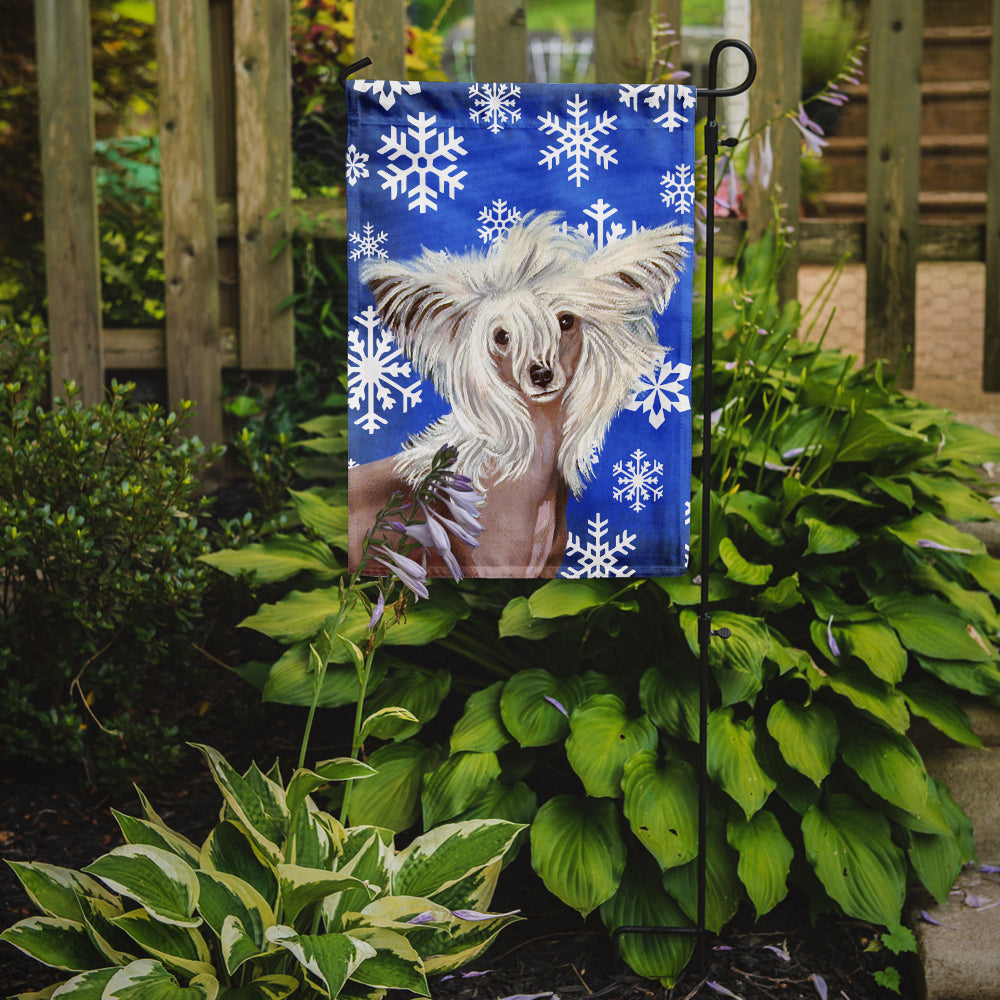 Chinese Crested Winter Snowflakes Holiday Garden Flag Mailbox Decorative Yard Banner Outside Patio Artwork for Flower Beds, Garden Size, Multicolor