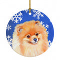 Pomeranian Winter Snowflakes Holiday Ceramic Ornament Christmas Tree Hanging Decorations for Home Christmas Holiday, Party, Gift, 3 in, Multicolor