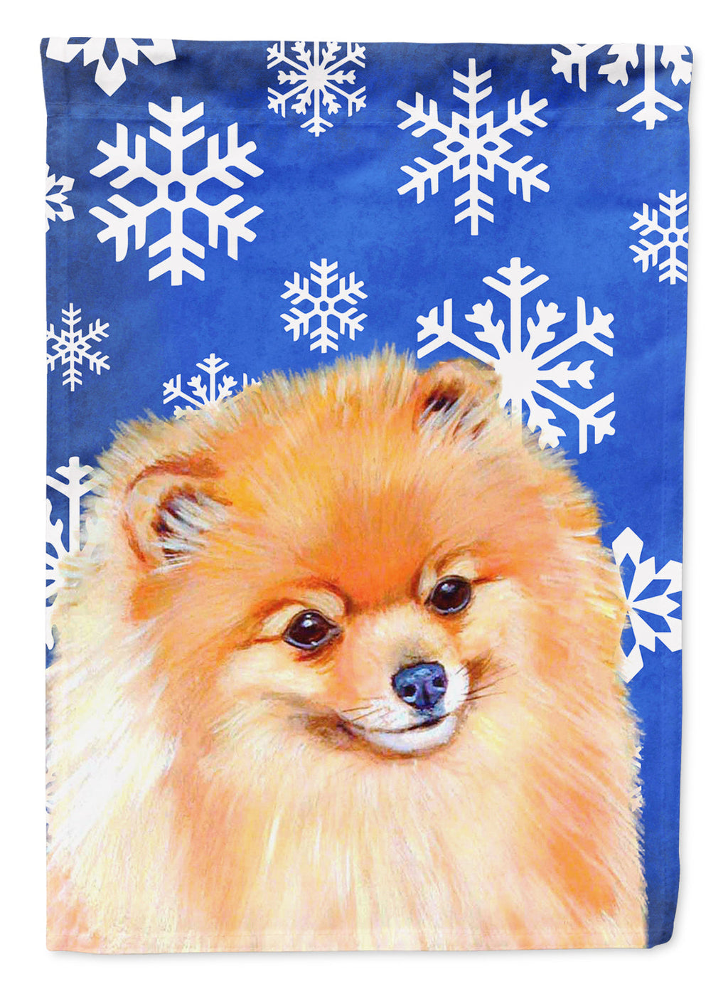 Pomeranian Winter Snowflakes Holiday Garden Flag Mailbox Decorative Yard Banner Outside Patio Artwork for Flower Beds, Garden Size, Multicolor