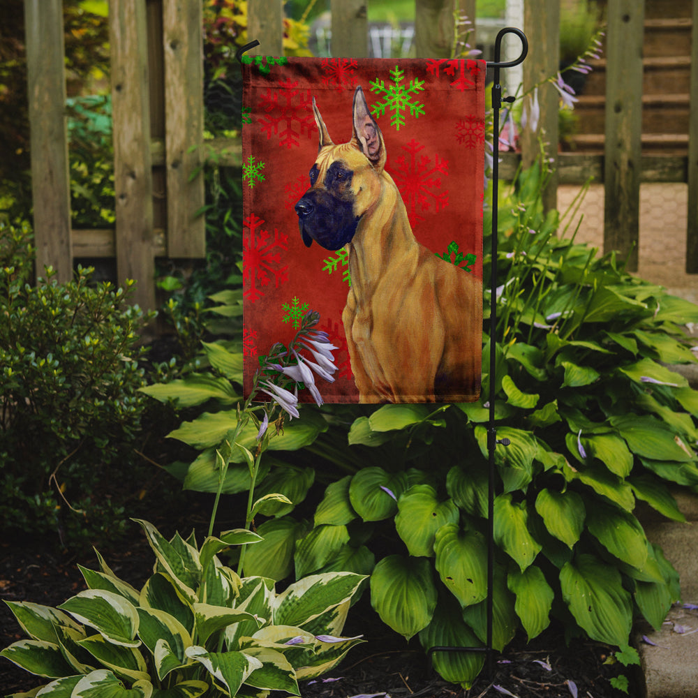 Great Dane Red and Green Snowflakes Holiday Christmas Garden Flag Mailbox Decorative Yard Banner Outside Patio Artwork for Flower Beds, Garden Size, Multicolor