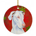 Great Dane Red and Green Snowflakes Holiday Christmas Ceramic Ornament Christmas Tree Hanging Decorations for Home Christmas Holiday, Party, Gift, 3 in, Multicolor