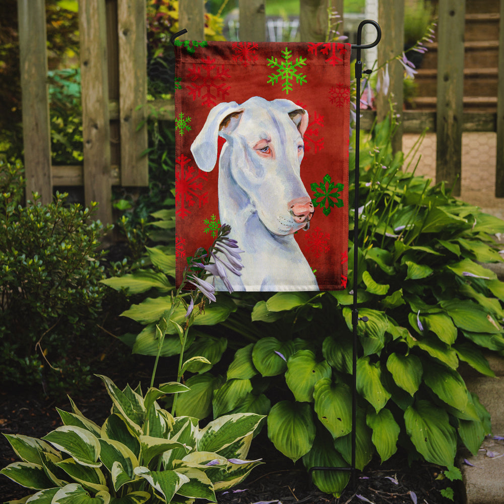 Great Dane Red and Green Snowflakes Holiday Christmas Garden Flag Mailbox Decorative Yard Banner Outside Patio Artwork for Flower Beds, Garden Size, Multicolor
