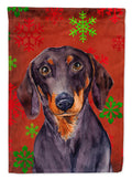 Dachshund Red and Green Snowflakes Holiday Christmas Garden Flag Mailbox Decorative Yard Banner Outside Patio Artwork for Flower Beds, Garden Size, Multicolor