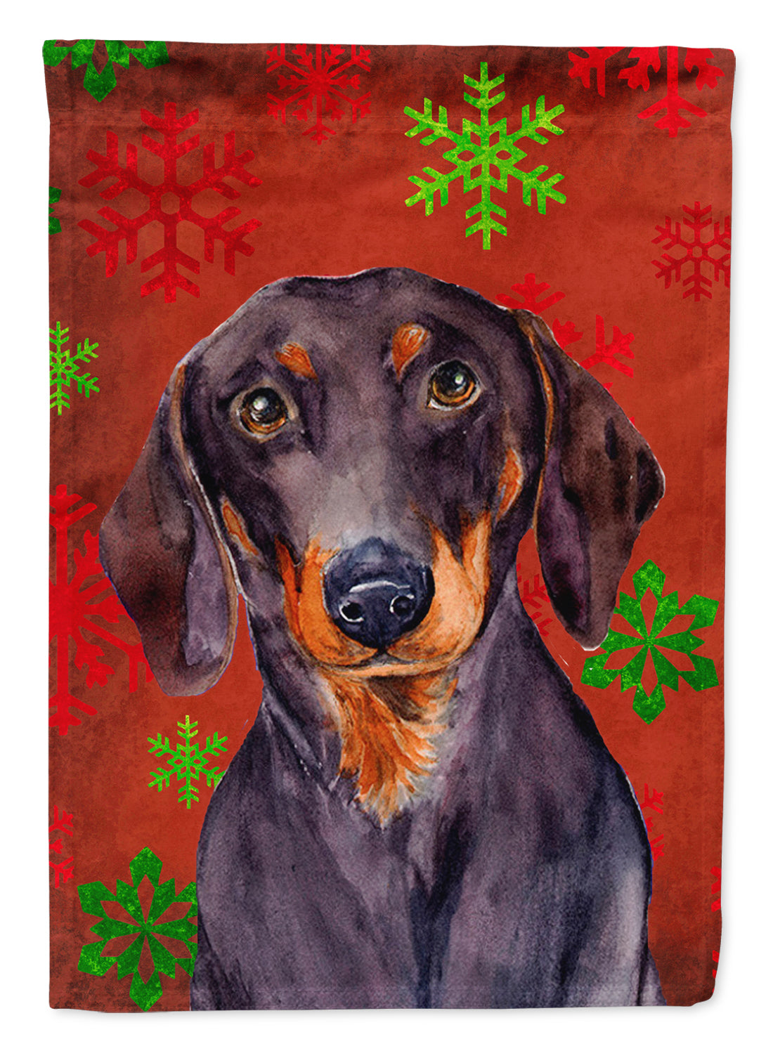 Dachshund Red and Green Snowflakes Holiday Christmas Garden Flag Mailbox Decorative Yard Banner Outside Patio Artwork for Flower Beds, Garden Size, Multicolor