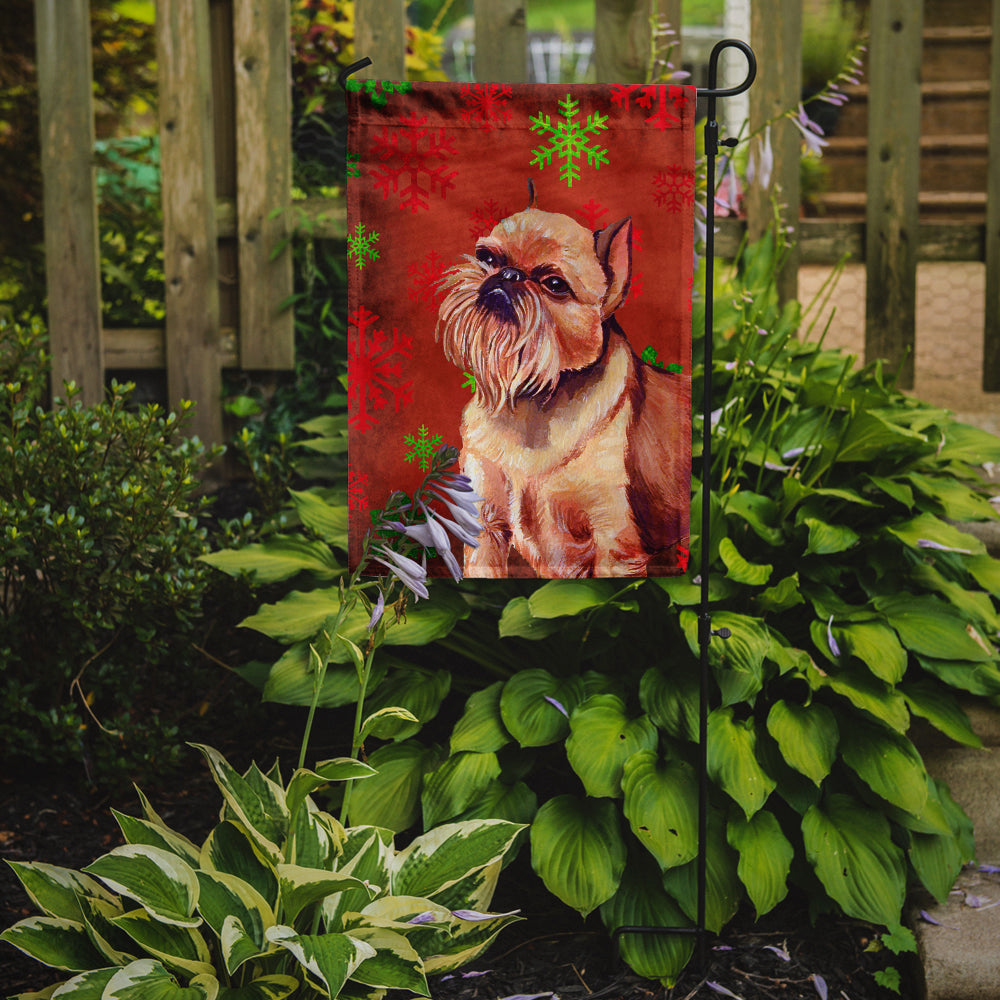 Brussels Griffon Red and Green Snowflakes Holiday Christmas Garden Flag Mailbox Decorative Yard Banner Outside Patio Artwork for Flower Beds, Garden Size, Multicolor