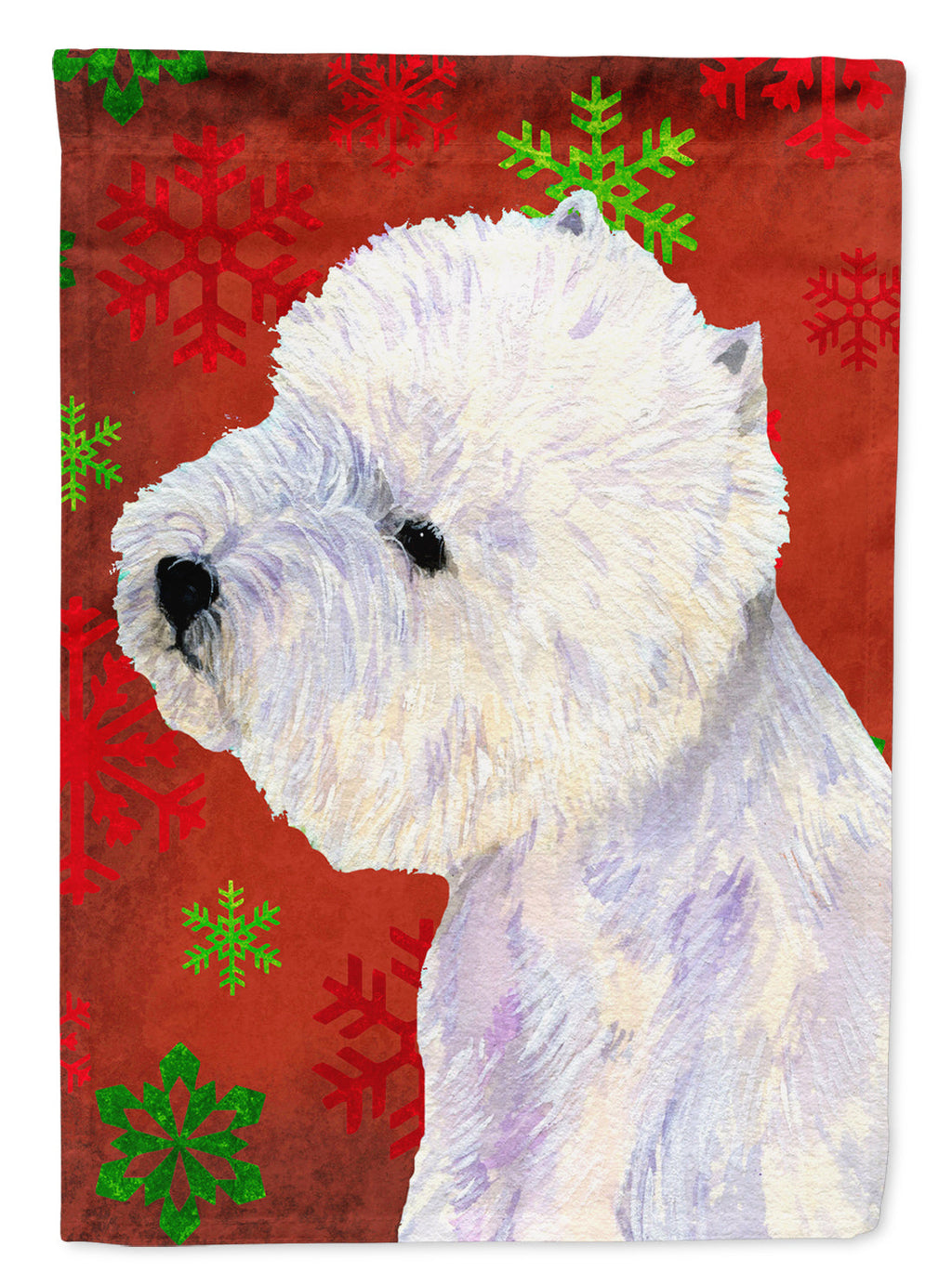 Westie Red and Green Snowflakes Holiday Christmas Garden Flag Mailbox Decorative Yard Banner Outside Patio Artwork for Flower Beds, Garden Size, Multicolor