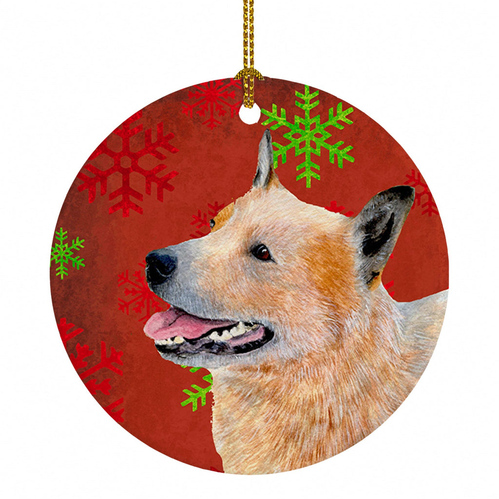 Australian Cattle Dog Red Green Snowflakes Christmas Ceramic Ornament Christmas Tree Hanging Decorations for Home Christmas Holiday, Party, Gift, 3 in, Multicolor