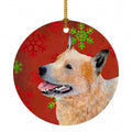 Australian Cattle Dog Red Green Snowflakes Christmas Ceramic Ornament Christmas Tree Hanging Decorations for Home Christmas Holiday, Party, Gift, 3 in, Multicolor