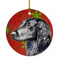Flat Coated Retriever Red  Green Snowflakes Holiday Christmas Ceramic Ornament Christmas Tree Hanging Decorations for Home Christmas Holiday, Party, Gift, 3 in, Multicolor