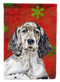 English Setter Red and Green Snowflakes Holiday Christmas Garden Flag Mailbox Decorative Yard Banner Outside Patio Artwork for Flower Beds, Garden Size, Multicolor