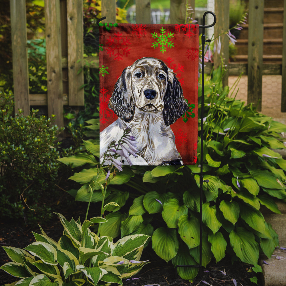 English Setter Red and Green Snowflakes Holiday Christmas Garden Flag Mailbox Decorative Yard Banner Outside Patio Artwork for Flower Beds, Garden Size, Multicolor
