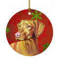 Vizsla Red and Green Snowflakes Holiday Christmas Ceramic Ornament Christmas Tree Hanging Decorations for Home Christmas Holiday, Party, Gift, 3 in, Multicolor