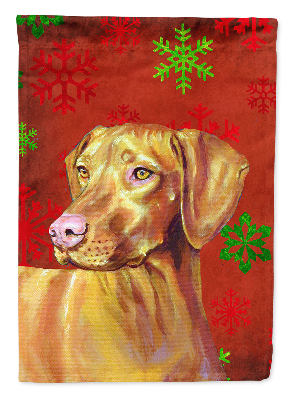 Vizsla Red and Green Snowflakes Holiday Christmas Garden Flag Mailbox Decorative Yard Banner Outside Patio Artwork for Flower Beds, Garden Size, Multicolor