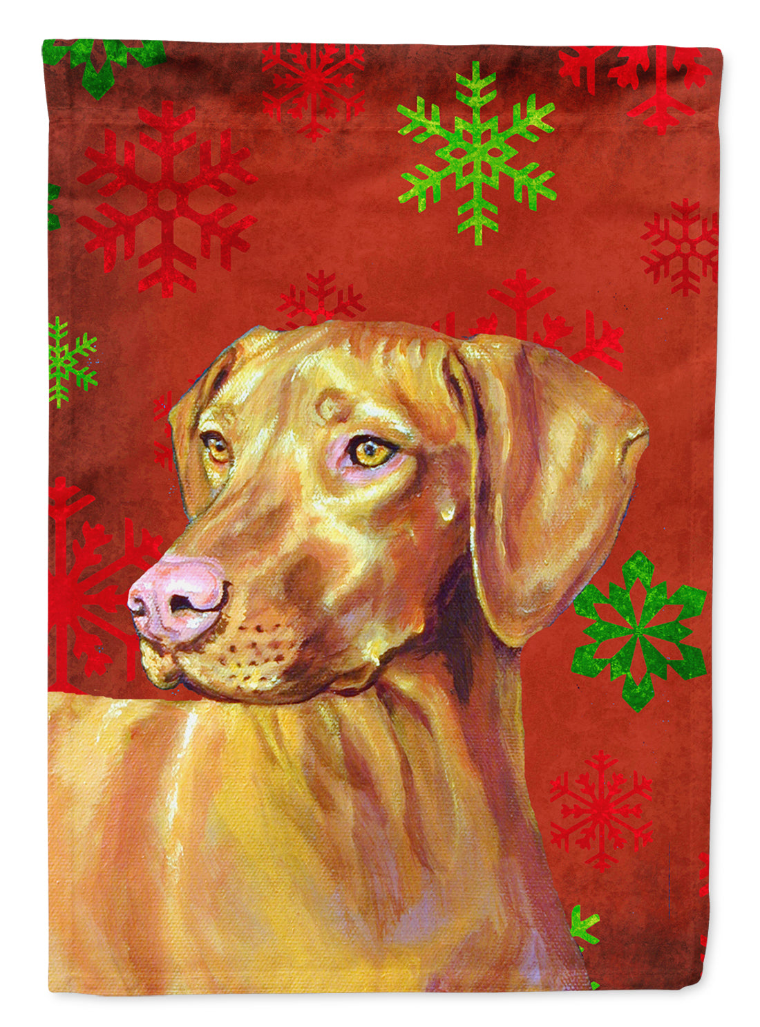Vizsla Red and Green Snowflakes Holiday Christmas Garden Flag Mailbox Decorative Yard Banner Outside Patio Artwork for Flower Beds, Garden Size, Multicolor
