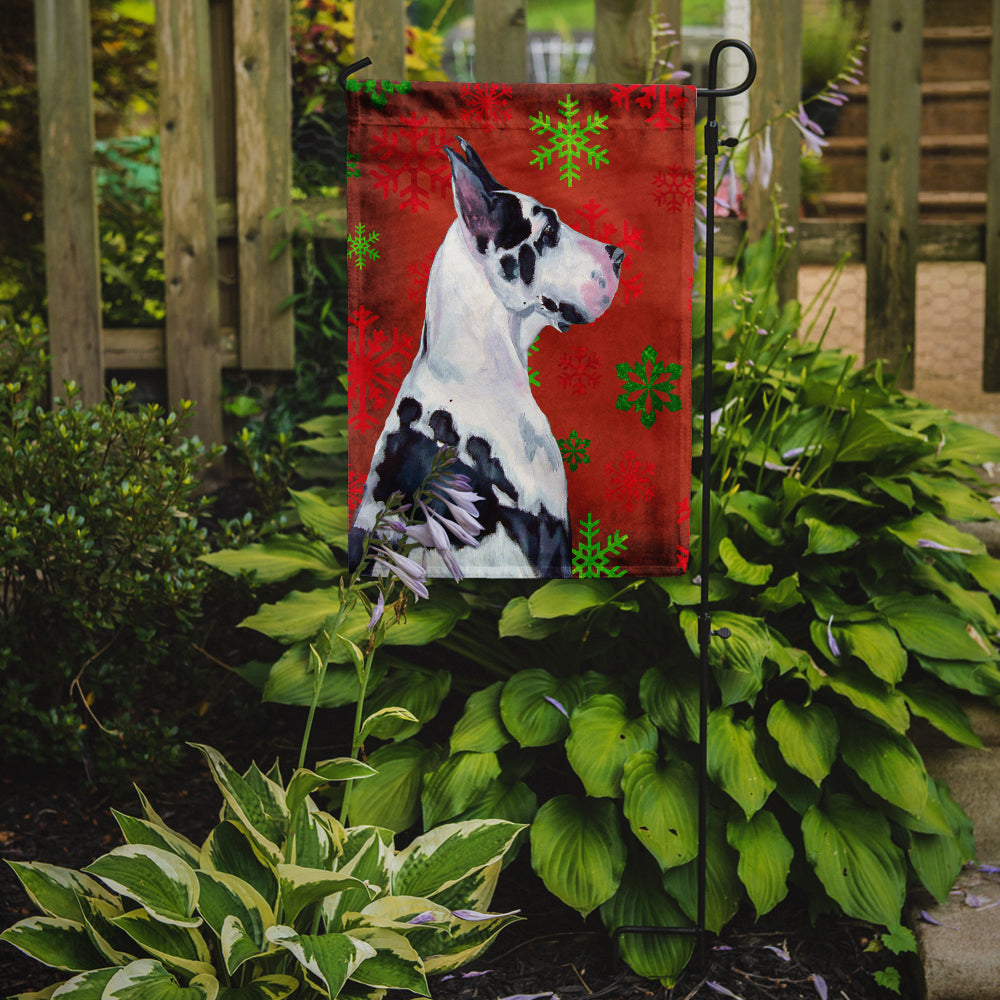 Great Dane Red and Green Snowflakes Holiday Christmas Garden Flag Mailbox Decorative Yard Banner Outside Patio Artwork for Flower Beds, Garden Size, Multicolor