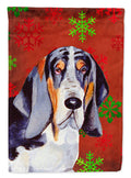Basset Hound Red and Green Snowflakes Holiday Christmas Garden Flag Mailbox Decorative Yard Banner Outside Patio Artwork for Flower Beds, Garden Size, Multicolor