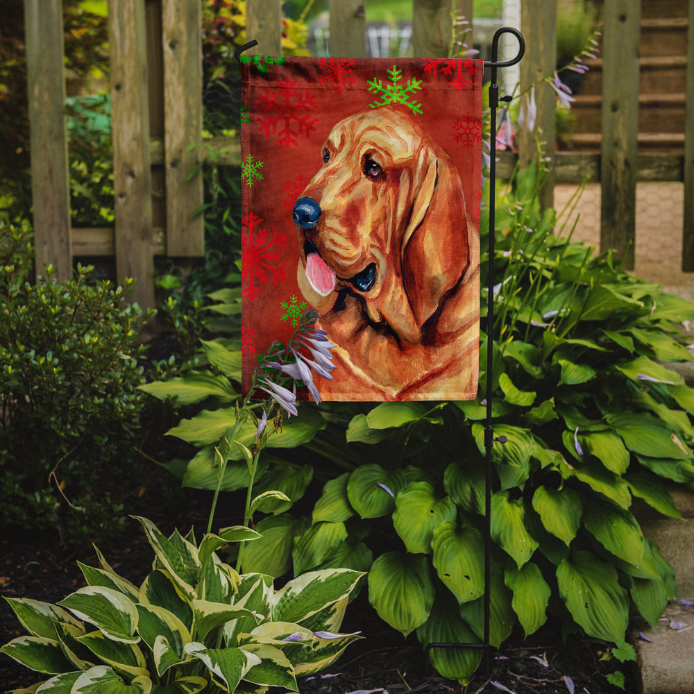 Bloodhound Red and Green Snowflakes Holiday Christmas Garden Flag Mailbox Decorative Yard Banner Outside Patio Artwork for Flower Beds, Garden Size, Multicolor