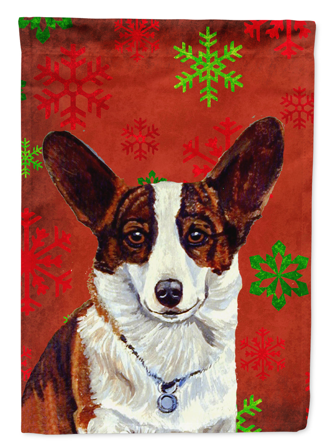 Corgi Red and Green Snowflakes Holiday Christmas Garden Flag Mailbox Decorative Yard Banner Outside Patio Artwork for Flower Beds, Garden Size, Multicolor