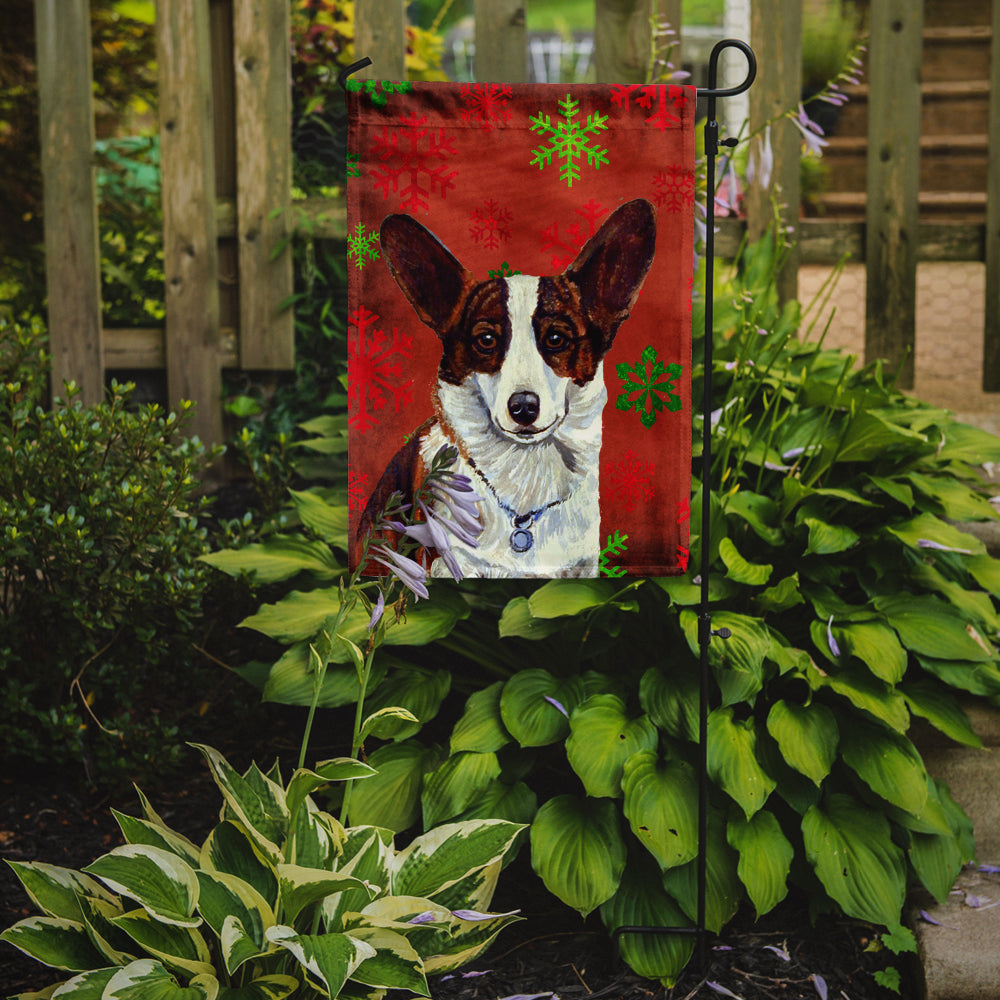Corgi Red and Green Snowflakes Holiday Christmas Garden Flag Mailbox Decorative Yard Banner Outside Patio Artwork for Flower Beds, Garden Size, Multicolor