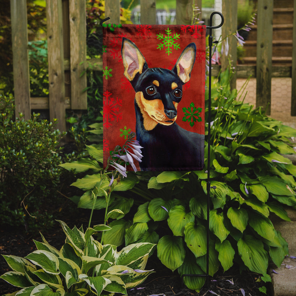 Min Pin Red and Green Snowflakes Holiday Christmas Garden Flag Mailbox Decorative Yard Banner Outside Patio Artwork for Flower Beds, Garden Size, Multicolor