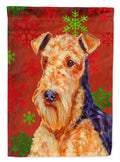 Airedale Red and Green Snowflakes Holiday Christmas Garden Flag Mailbox Decorative Yard Banner Outside Patio Artwork for Flower Beds, Garden Size, Multicolor