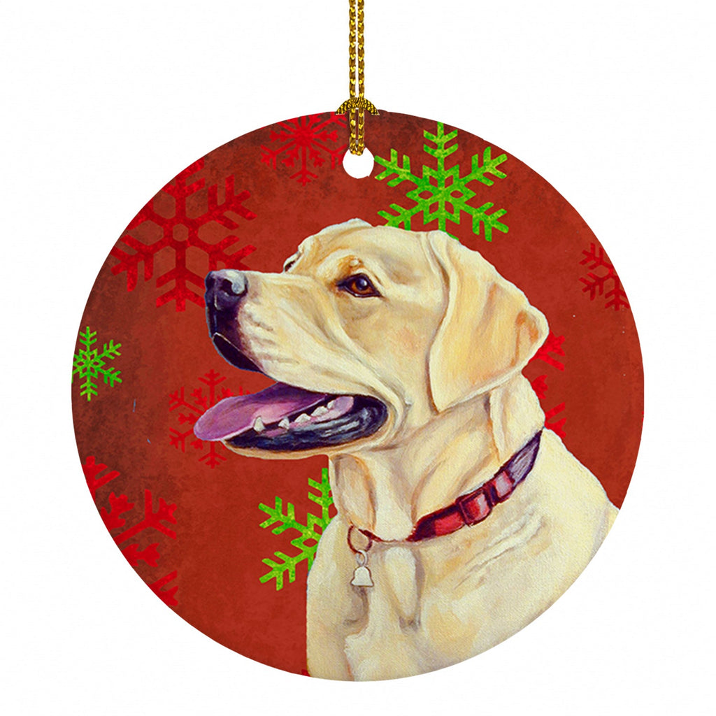Labrador Red and Green Snowflakes Holiday Christmas Ceramic Ornament Christmas Tree Hanging Decorations for Home Christmas Holiday, Party, Gift, 3 in, Multicolor