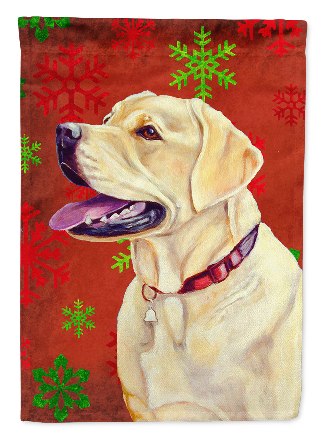 Labrador Red and Green Snowflakes Holiday Christmas Garden Flag Mailbox Decorative Yard Banner Outside Patio Artwork for Flower Beds, Garden Size, Multicolor