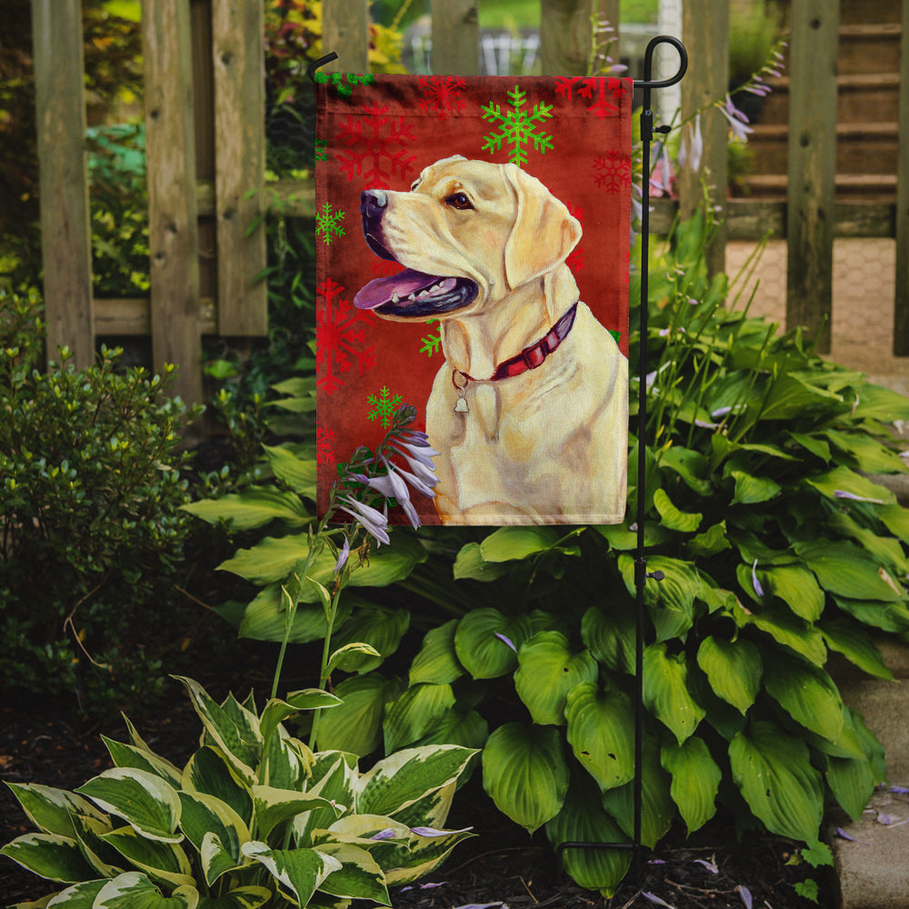 Labrador Red and Green Snowflakes Holiday Christmas Garden Flag Mailbox Decorative Yard Banner Outside Patio Artwork for Flower Beds, Garden Size, Multicolor