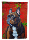 French Bulldog Red and Green Snowflakes Holiday Christmas Garden Flag Mailbox Decorative Yard Banner Outside Patio Artwork for Flower Beds, Garden Size, Multicolor