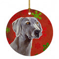 Weimaraner Red and Green Snowflakes Holiday Christmas Ceramic Ornament Christmas Tree Hanging Decorations for Home Christmas Holiday, Party, Gift, 3 in, Multicolor