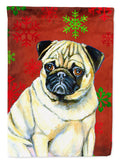 Pug Red and Green Snowflakes Holiday Christmas Garden Flag Mailbox Decorative Yard Banner Outside Patio Artwork for Flower Beds, Garden Size, Multicolor