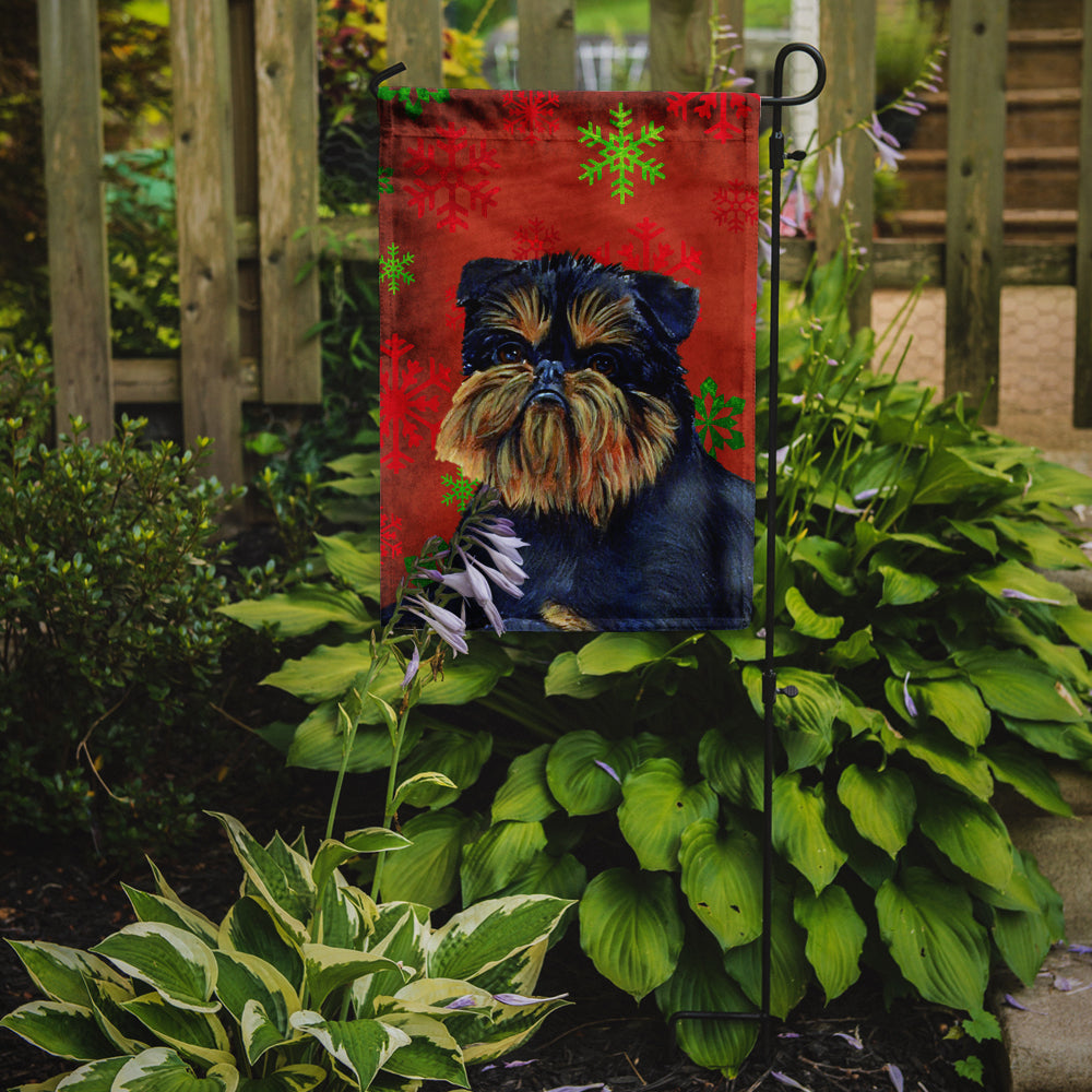 Brussels Griffon Red and Green Snowflakes Holiday Christmas Garden Flag Mailbox Decorative Yard Banner Outside Patio Artwork for Flower Beds, Garden Size, Multicolor