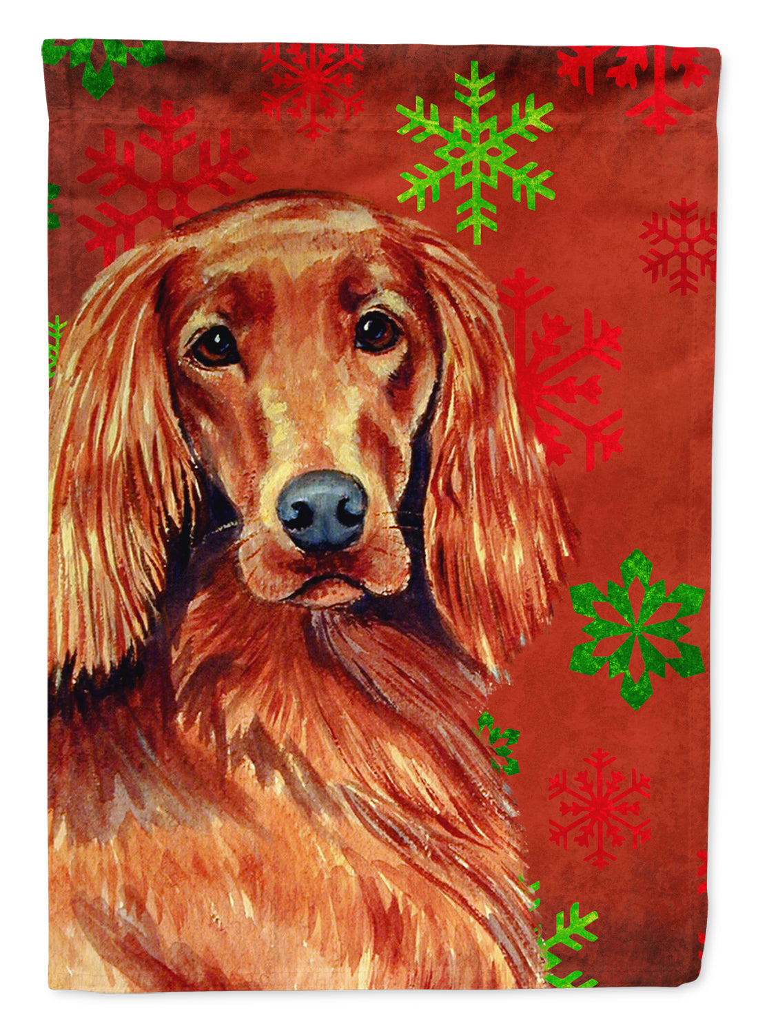 Irish Setter Red and Green Snowflakes Holiday Christmas Garden Flag Mailbox Decorative Yard Banner Outside Patio Artwork for Flower Beds, Garden Size, Multicolor