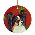 Papillon Red and Green Snowflakes Holiday Christmas Ceramic Ornament Christmas Tree Hanging Decorations for Home Christmas Holiday, Party, Gift, 3 in, Multicolor
