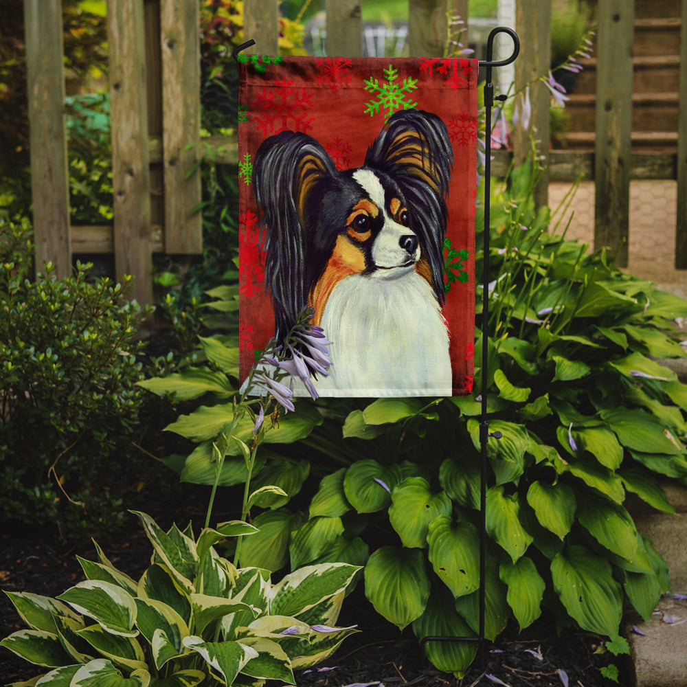Papillon Red and Green Snowflakes Holiday Christmas Garden Flag Mailbox Decorative Yard Banner Outside Patio Artwork for Flower Beds, Garden Size, Multicolor