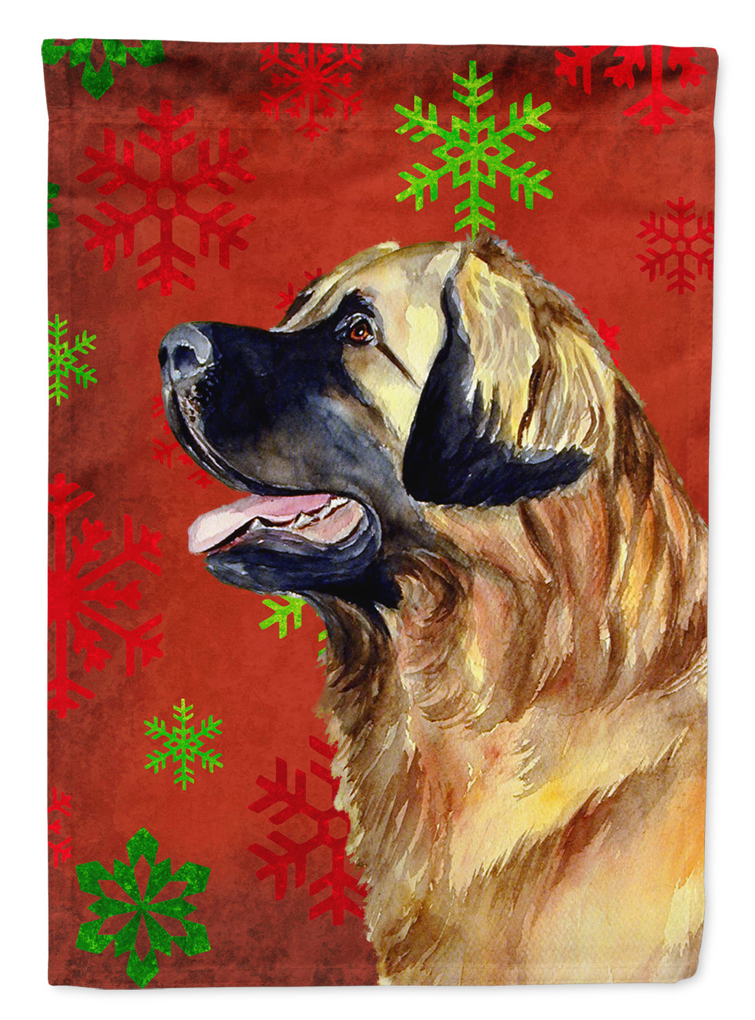 Leonberger Red and Green Snowflakes Holiday Christmas Garden Flag Mailbox Decorative Yard Banner Outside Patio Artwork for Flower Beds, Garden Size, Multicolor