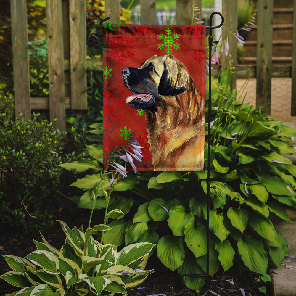 Leonberger Red and Green Snowflakes Holiday Christmas Garden Flag Mailbox Decorative Yard Banner Outside Patio Artwork for Flower Beds, Garden Size, Multicolor