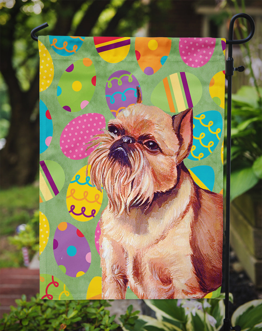 Brussels Griffon Easter Eggtravaganza Garden Flag Mailbox Decorative Yard Banner Outside Patio Artwork for Flower Beds, Garden Size, Multicolor