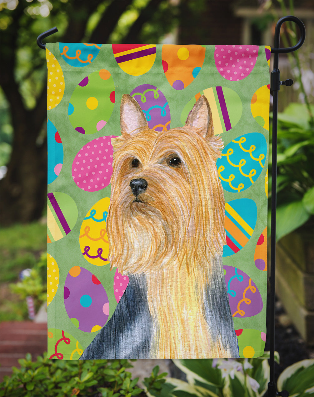 Silky Terrier Easter Eggtravaganza Garden Flag Mailbox Decorative Yard Banner Outside Patio Artwork for Flower Beds, Garden Size, Multicolor
