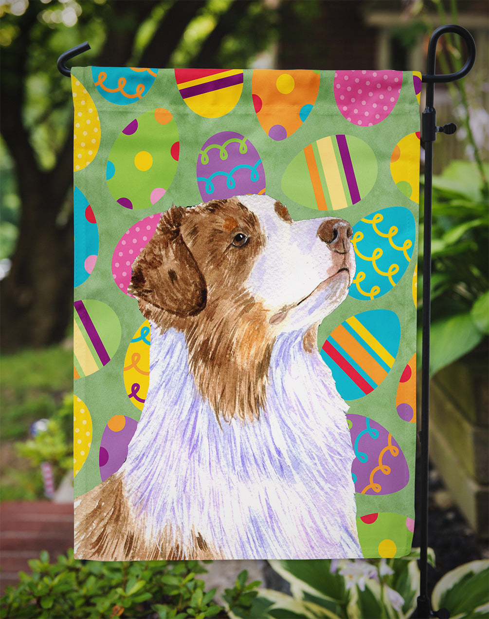 Australian Shepherd Easter Eggtravaganza Garden Flag Mailbox Decorative Yard Banner Outside Patio Artwork for Flower Beds, Garden Size, Multicolor